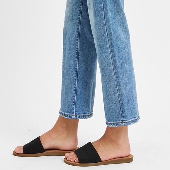 RISEN High-Rise Bootcut Cropped Ankle Mom Jeans 90s Patch Pocket Denim Pants - Picture 10 of 13